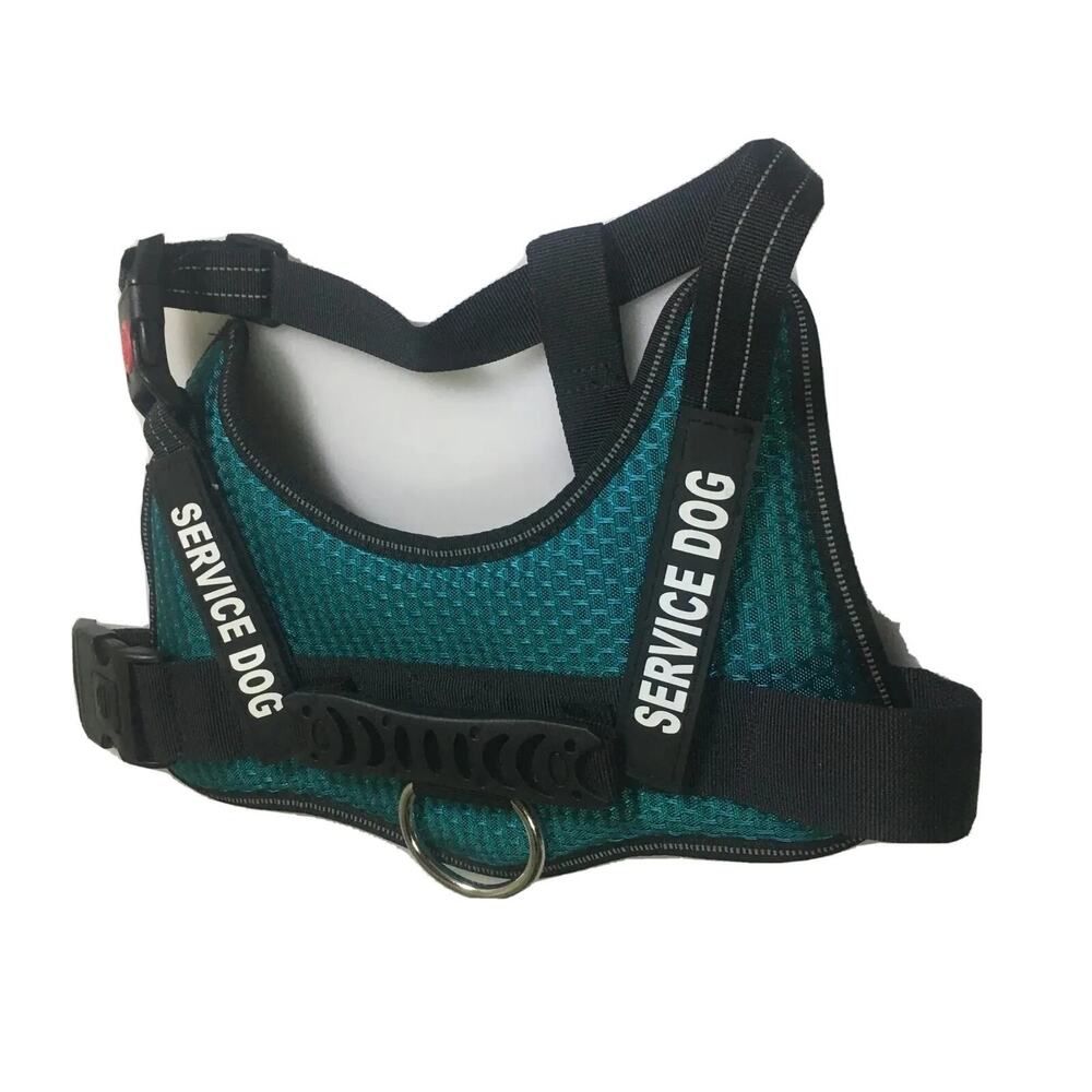 Service Dog Harness With 2 Patches Color Teal Size Medium, New Without Tags